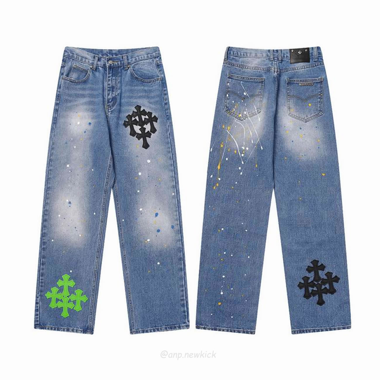 Chrome Hearts Blue Speckle Jeans Cross (1) - newkick.app